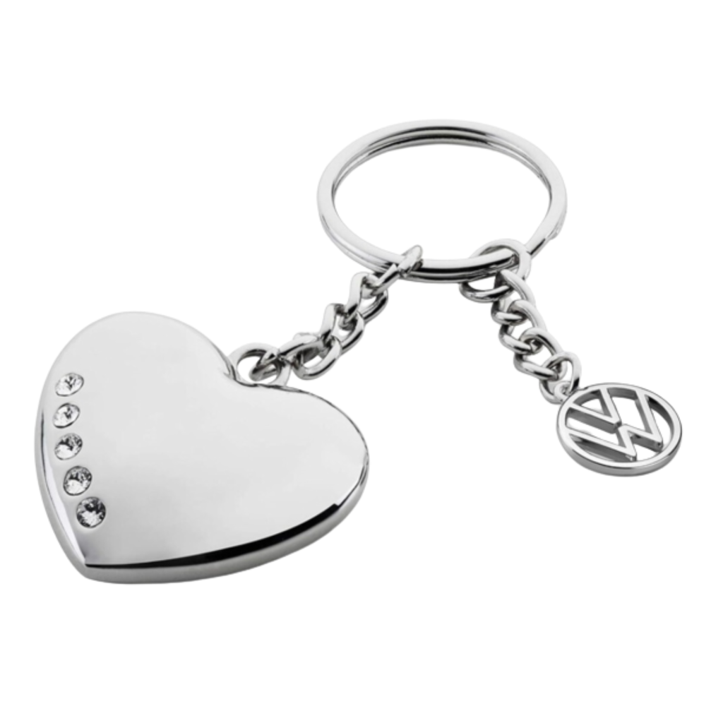 Llavero Volkswagen corazón Swarovski | Cristales brillantes, acero inoxidable (7E9087010A)