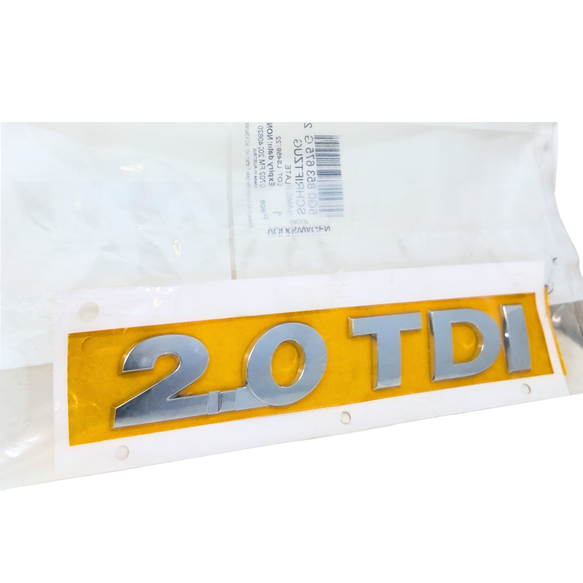 Rear badge 2.0 TDI Volkswagen | Bright chrome, 16.2 × 2.5 cm (5G0853675G2ZZ)