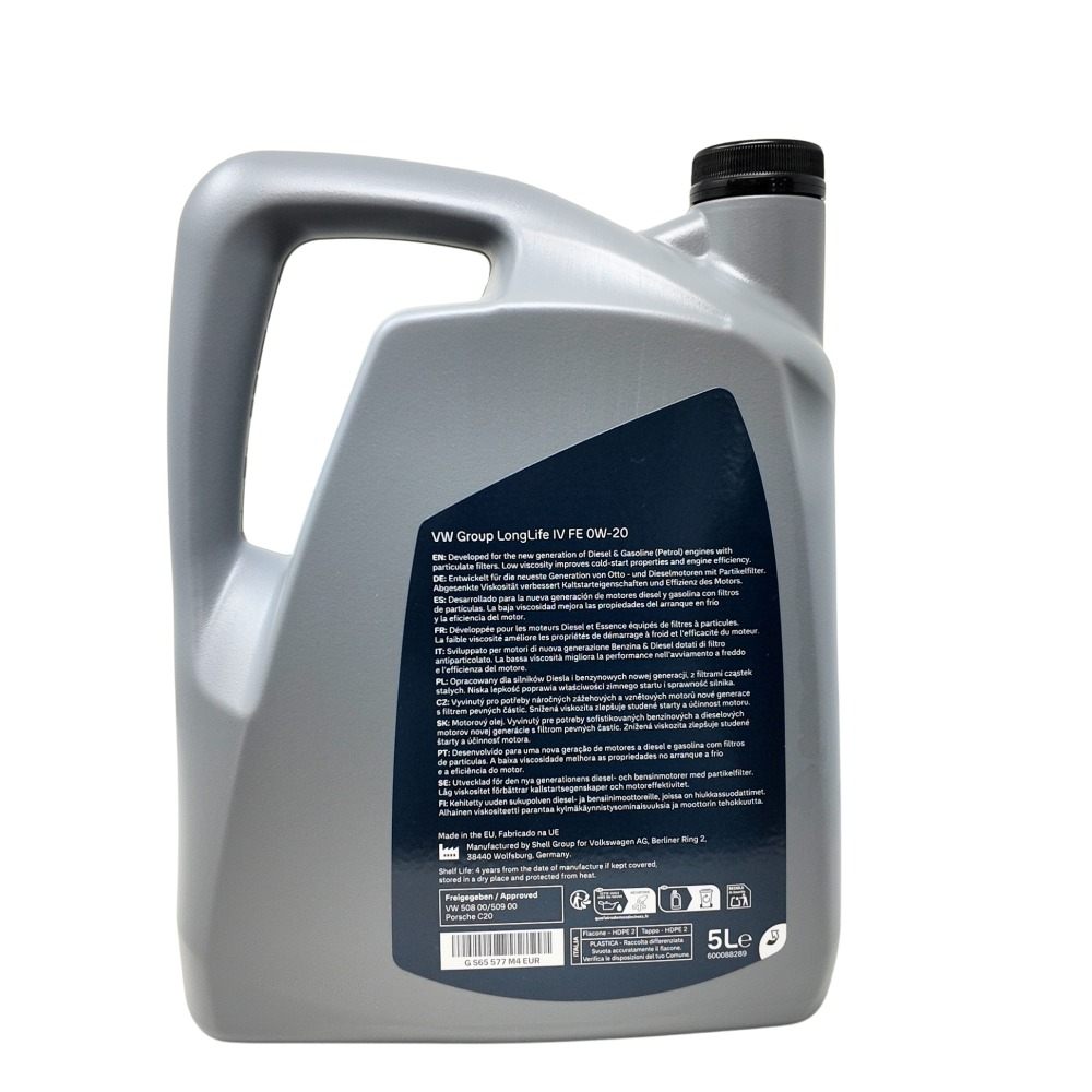 Aceite motor 0W20 Volkswagen 5L | VW 508.00/509.00, Long Life, grupo VAG (GR65577M4EUR)